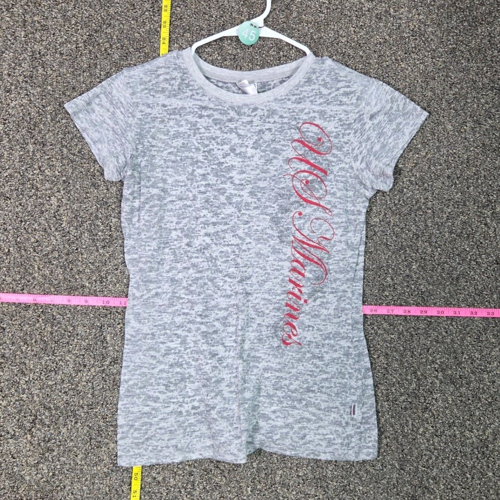 Soffe US Marines T-Shirt Womens Medium Grey Burnout Graphic Tee